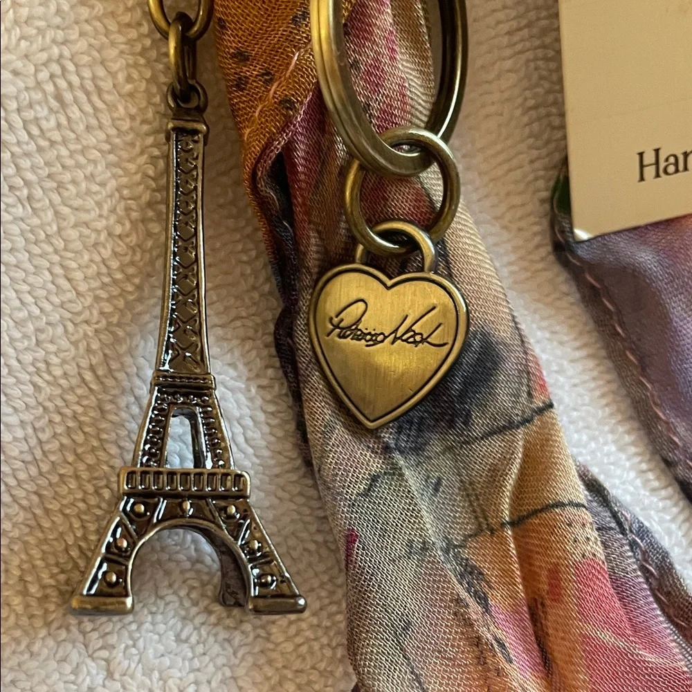 Patricia Nash Multicolor Scarf Paris Maps design with Eiffel Tower /Heart Charm - Picture 4 of 5